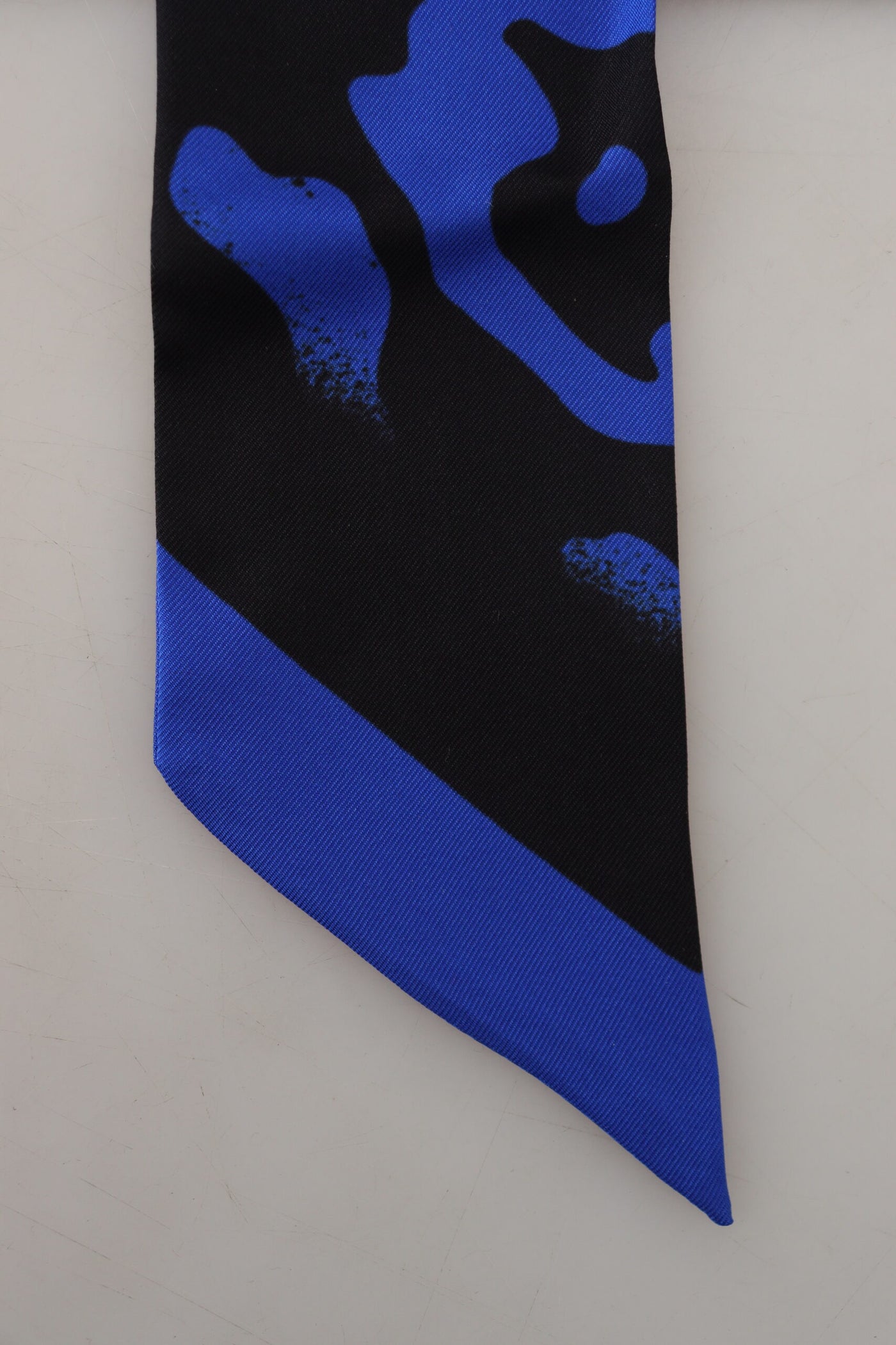 Blue Logo Print Silk Necktie Shawl Scarf