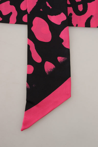 Pink Logo Print Silk Necktie Shawl Scarf