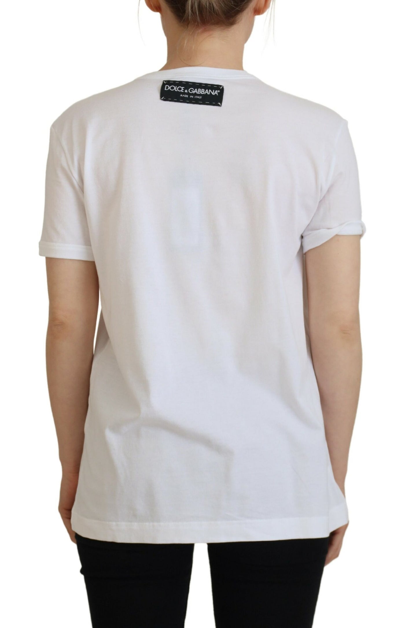 White Cotton DG Patchwork Short Sleeve T-shirt