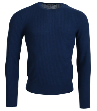 Blue Cashmere Roundneck Pullover Sweater