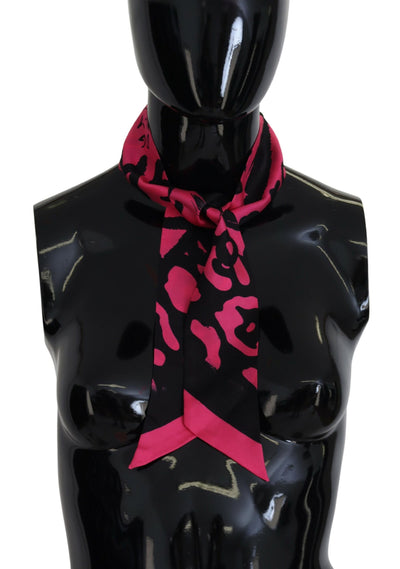 Pink Logo Print Silk Necktie Shawl Scarf