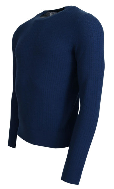 Blue Cashmere Roundneck Pullover Sweater