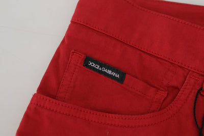 Red Skinny Cotton Stretch Denim Jeans