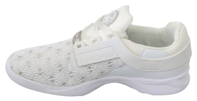 White Polyester Casual Sneakers Shoes