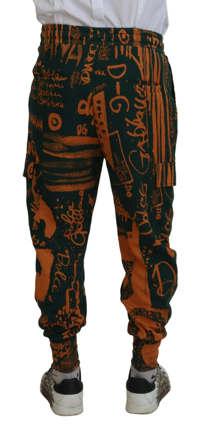 Multicolor Logo Print Silk Cargo Jogger Pants