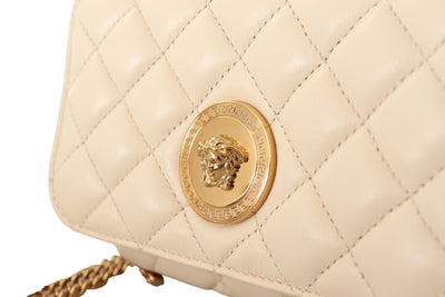 White Nappa Leather Medusa Small Crossbody Bag