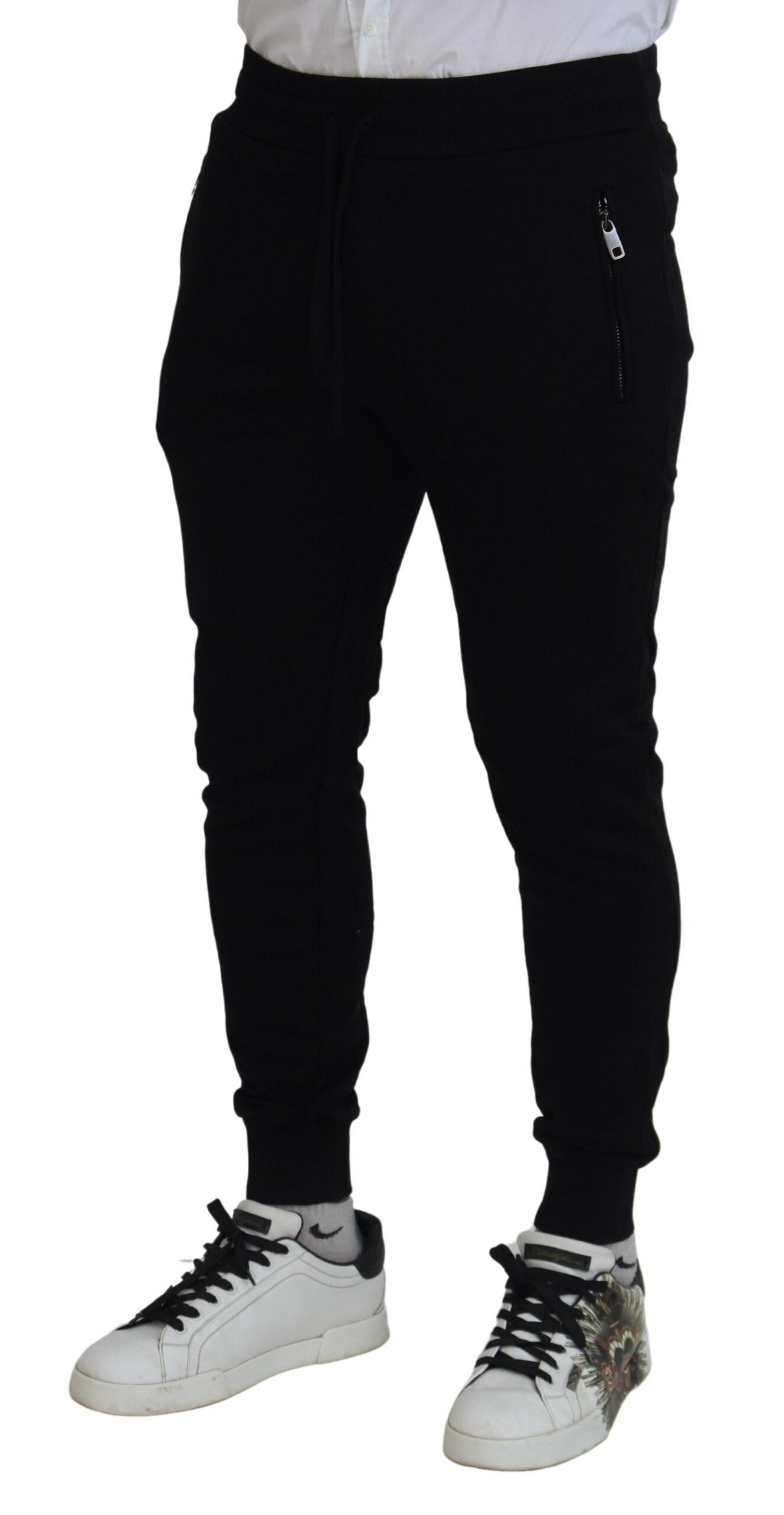 Black Cotton Drawstring Jogger Sweatpant Pants