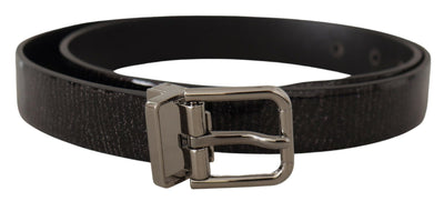 Black Leather Vernice Metal Buckle Belt