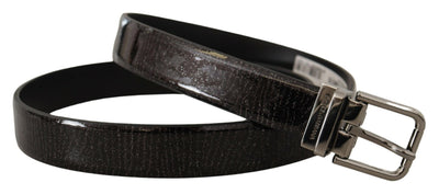 Black Leather Vernice Metal Buckle Belt