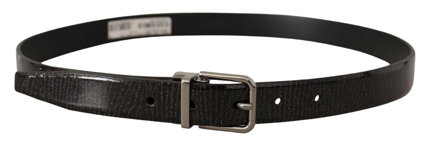 Black Leather Vernice Metal Buckle Belt