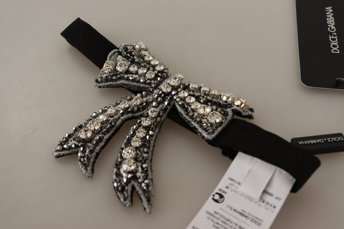 Silver Crystal Beaded 100% Silk Catwalk Xmas Junior Bowtie