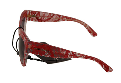 Red Lace Acetate Rectangle Shades Sunglasses