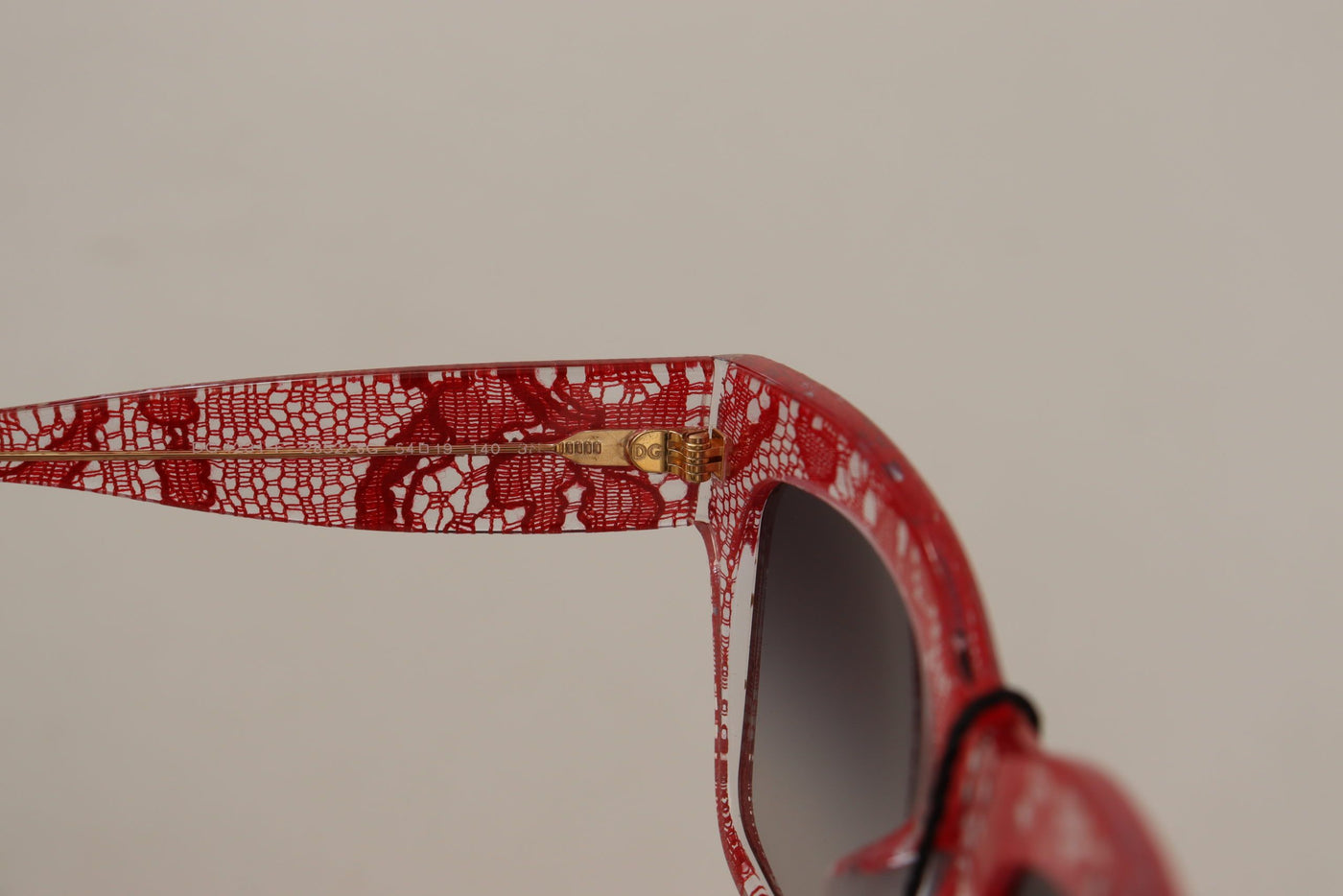 Red Lace Acetate Rectangle Shades Sunglasses