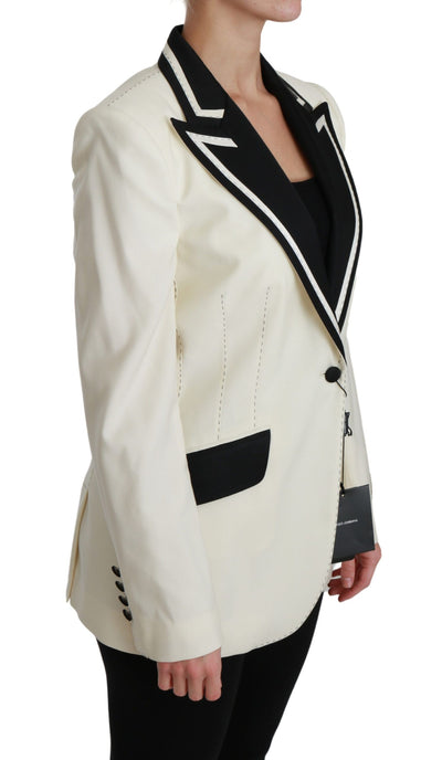 Wool Cream Single Breasted Coat Blazer Jacket