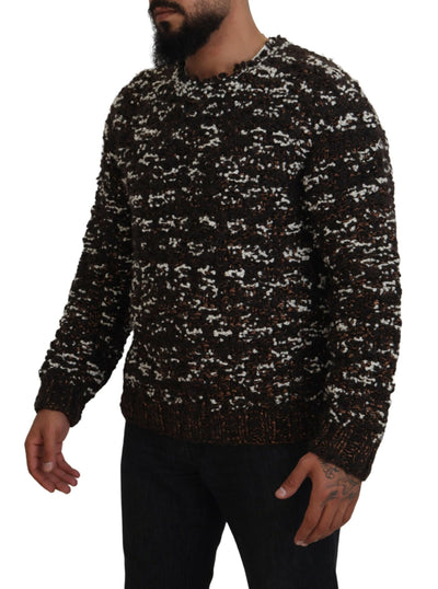 Brown Knitted Wool Fatto A Mano Sweater