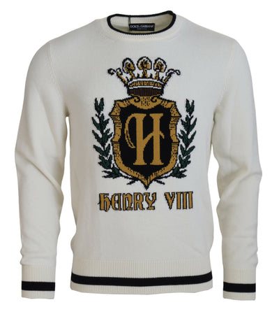 White Henry VIII Cashmere Pullover Sweater