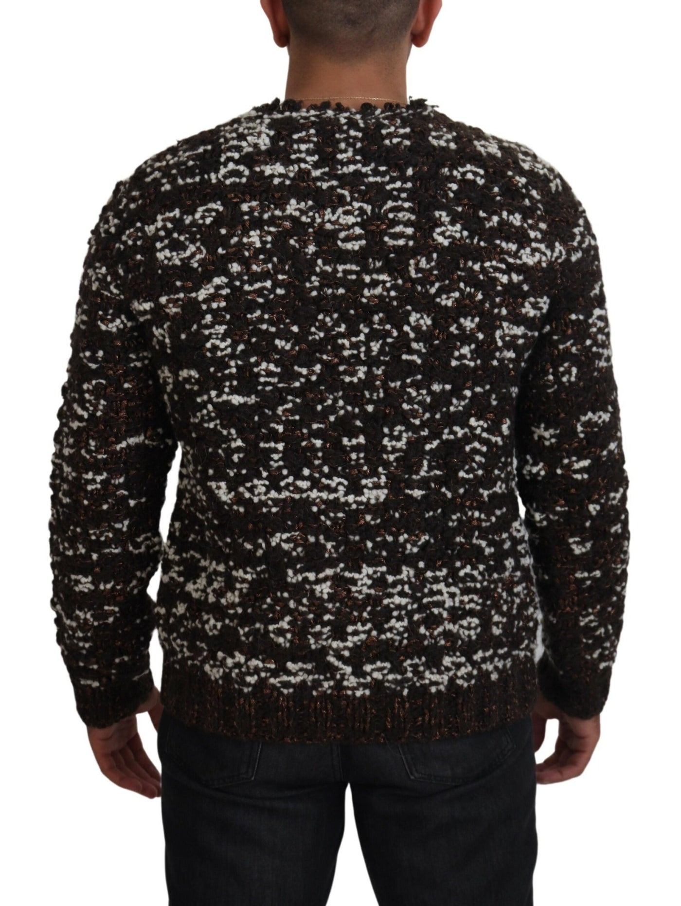 Brown Knitted Wool Fatto A Mano Sweater