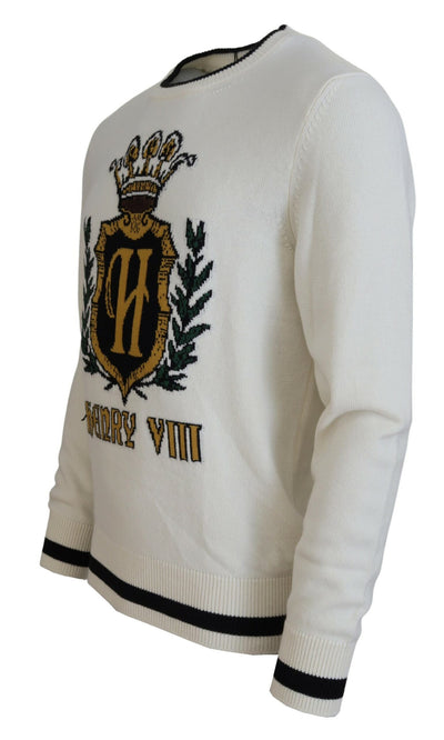 White Henry VIII Cashmere Pullover Sweater