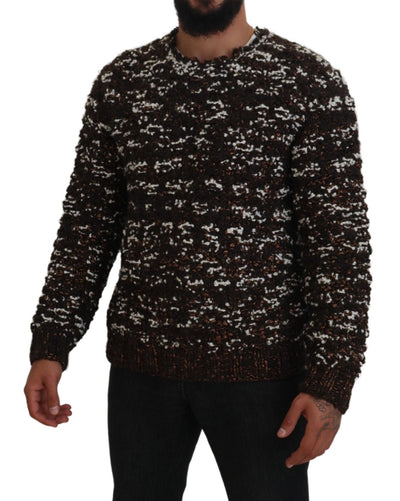 Brown Knitted Wool Fatto A Mano Sweater