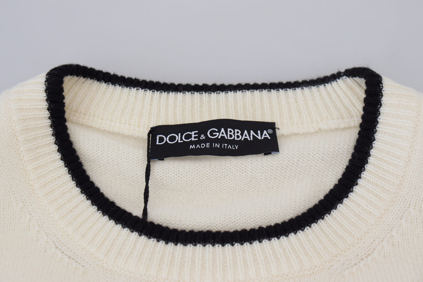 White Henry VIII Cashmere Pullover Sweater