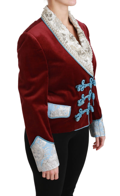 Red Velvet Baroque Crystal Blazer Jacket