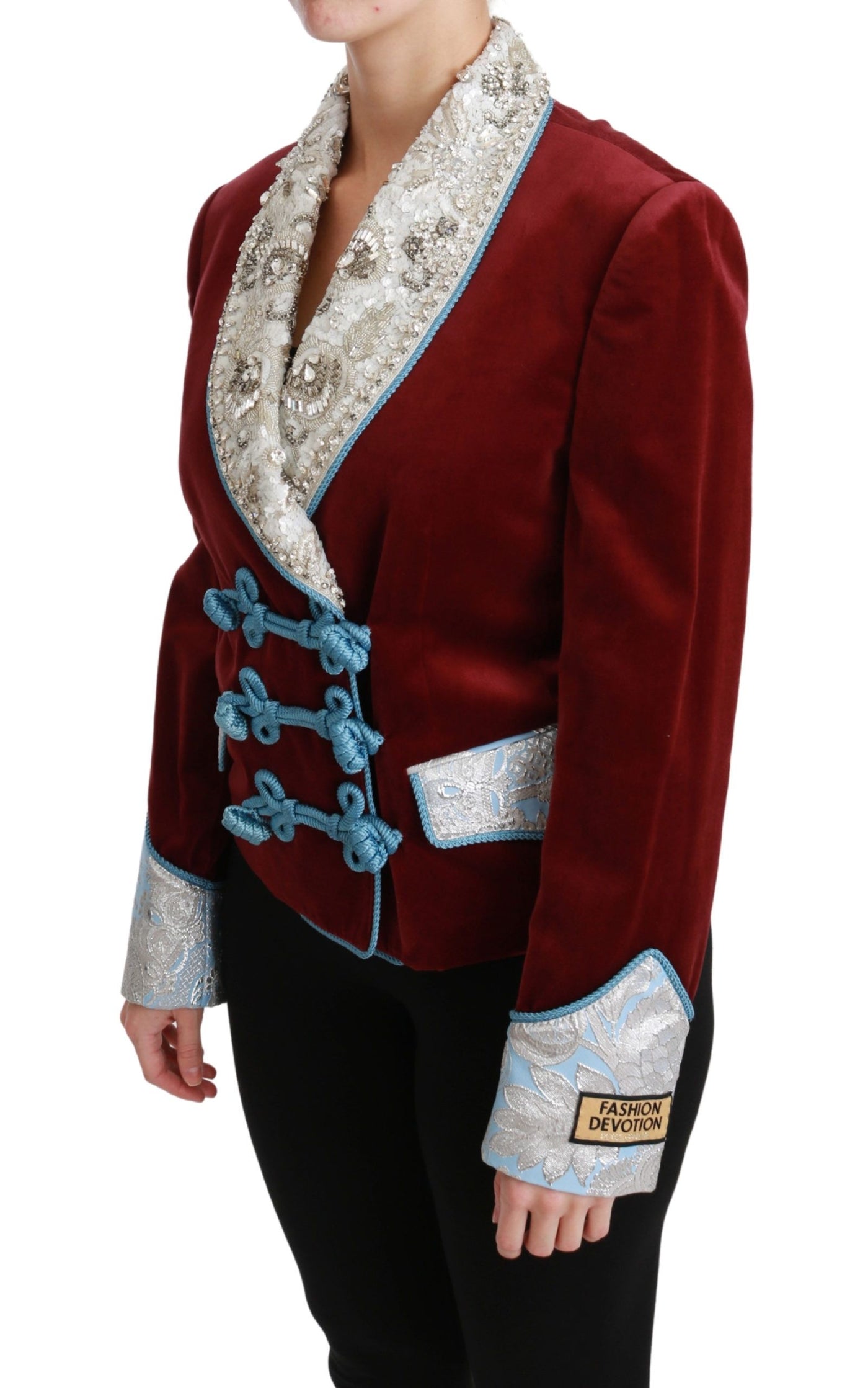 Red Velvet Baroque Crystal Blazer Jacket