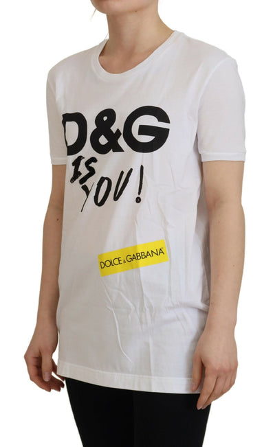 White DG Logo Printed Short Sleeves Top