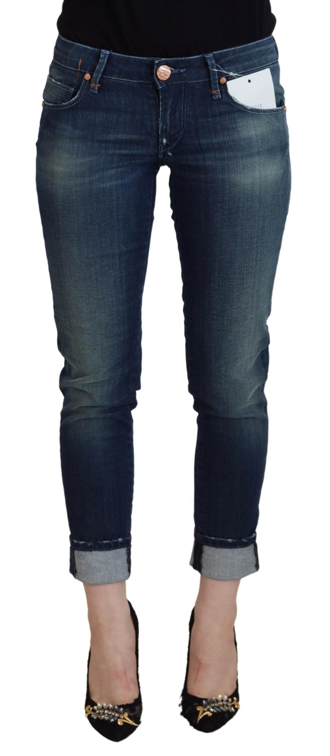 Blue Cotton Slim Fit Women Casual Denim Jeans