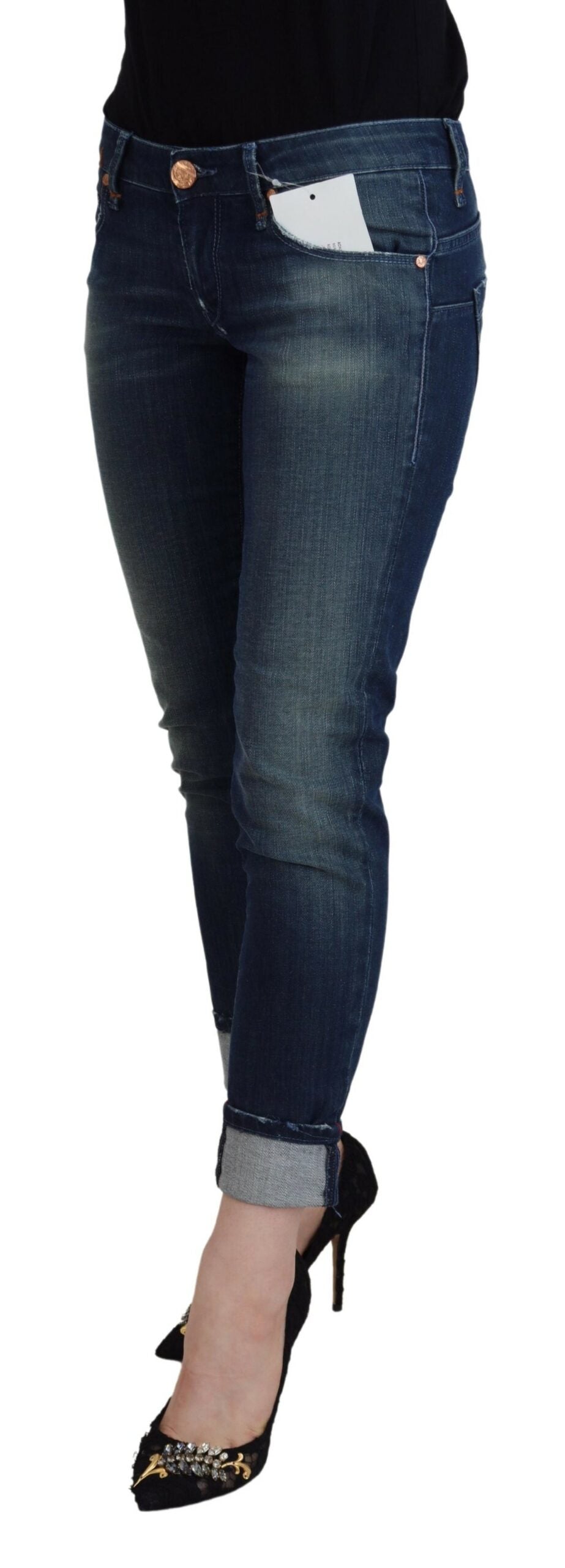 Blue Cotton Slim Fit Women Casual Denim Jeans