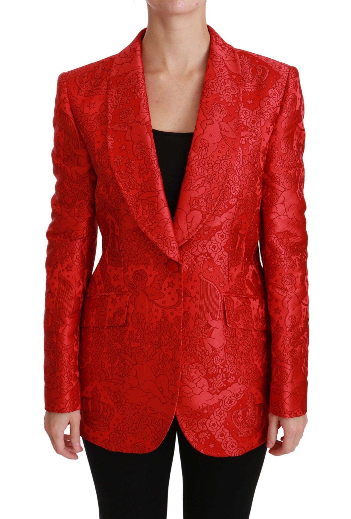 Red Floral Angel Blazer Coat Jacket