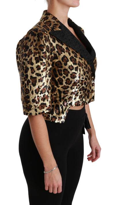 Blazer Gold Leopard Sequined Jacket