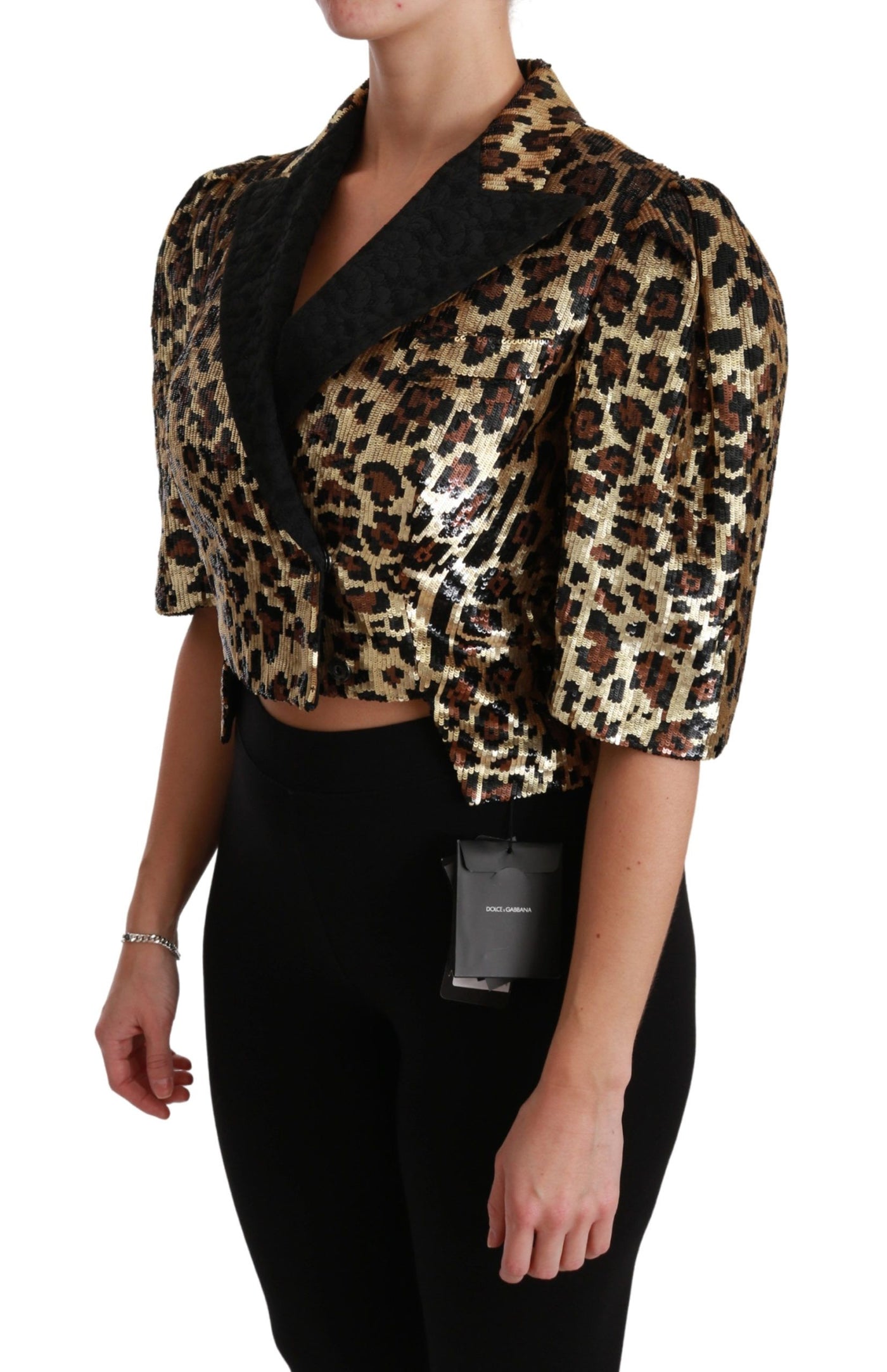 Blazer Gold Leopard Sequined Jacket