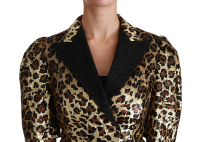 Blazer Gold Leopard Sequined Jacket