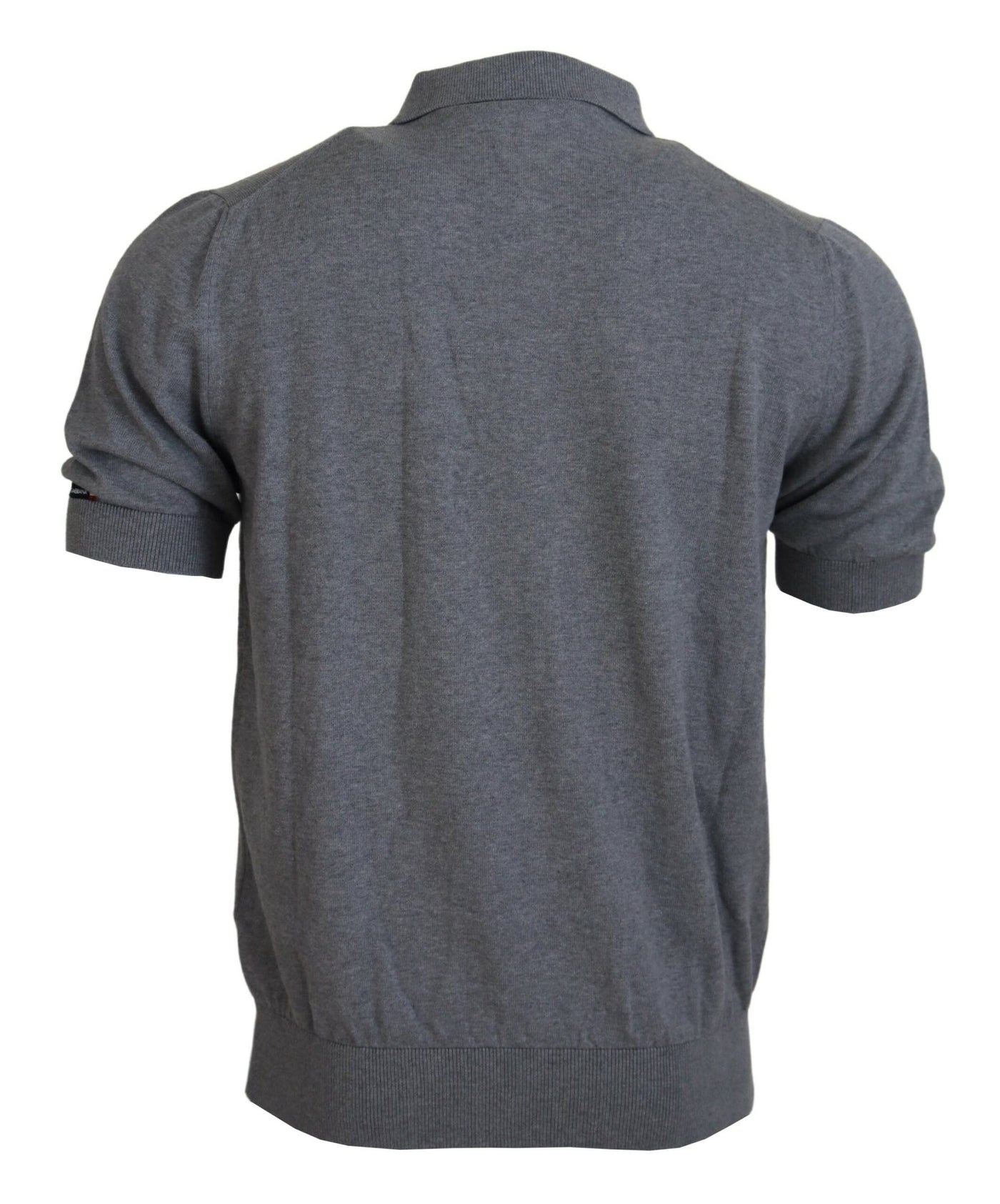 Gray Cotton Collared Short Sleeve T-shirt