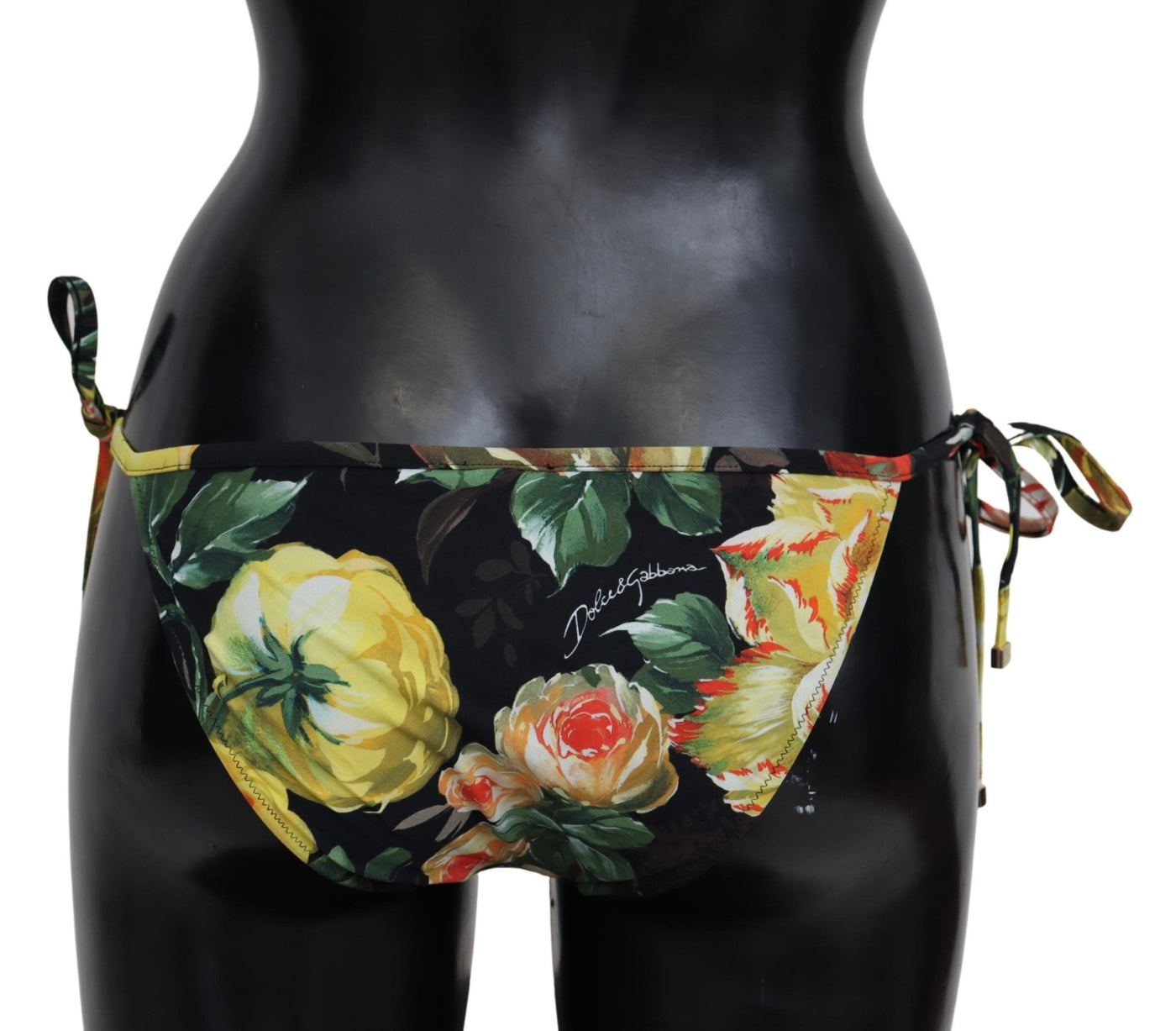 Black Floral Print Beachwear Swimwear Bikini Bottom