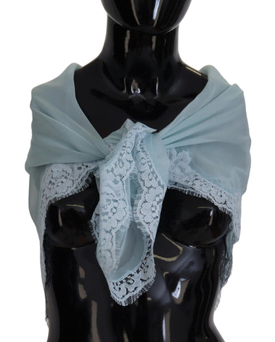 Light Blue Lace Silk Shawl Square Wrap Scarf