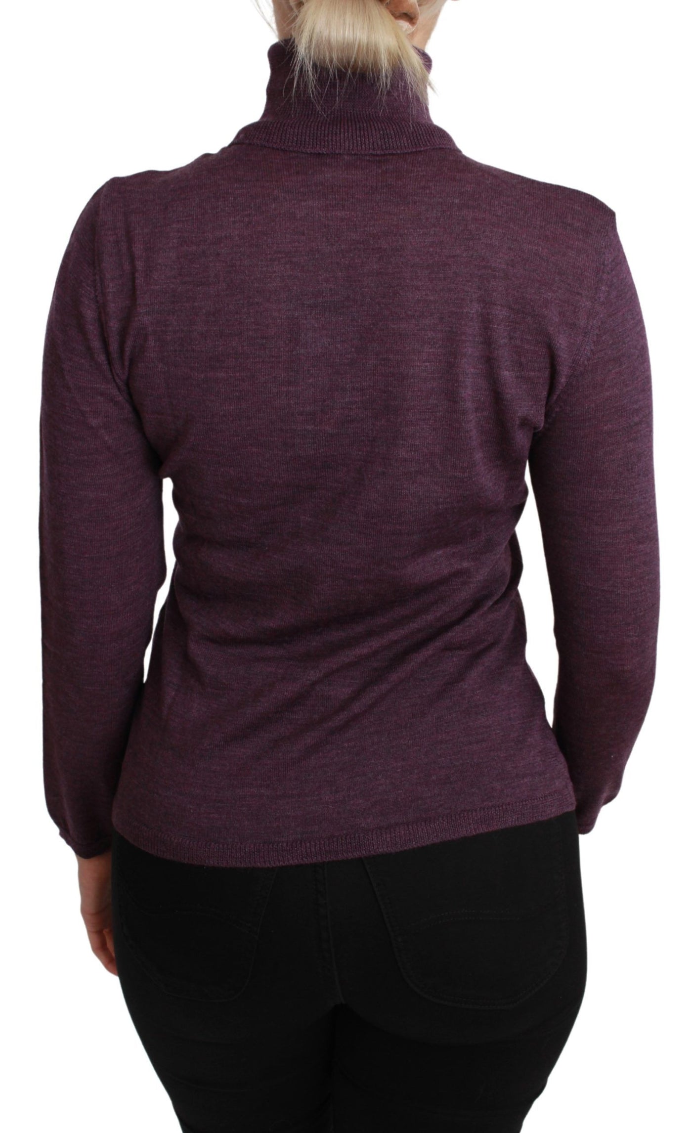 Purple Turtleneck Long Sleeve Pullover Top Wool Sweater