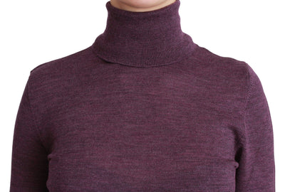 Purple Turtleneck Long Sleeve Pullover Top Wool Sweater