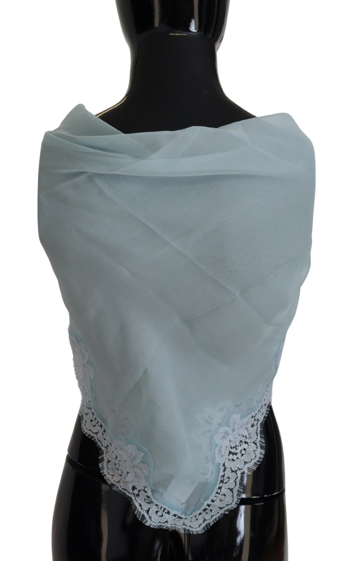 Light Blue Lace Silk Shawl Square Wrap Scarf