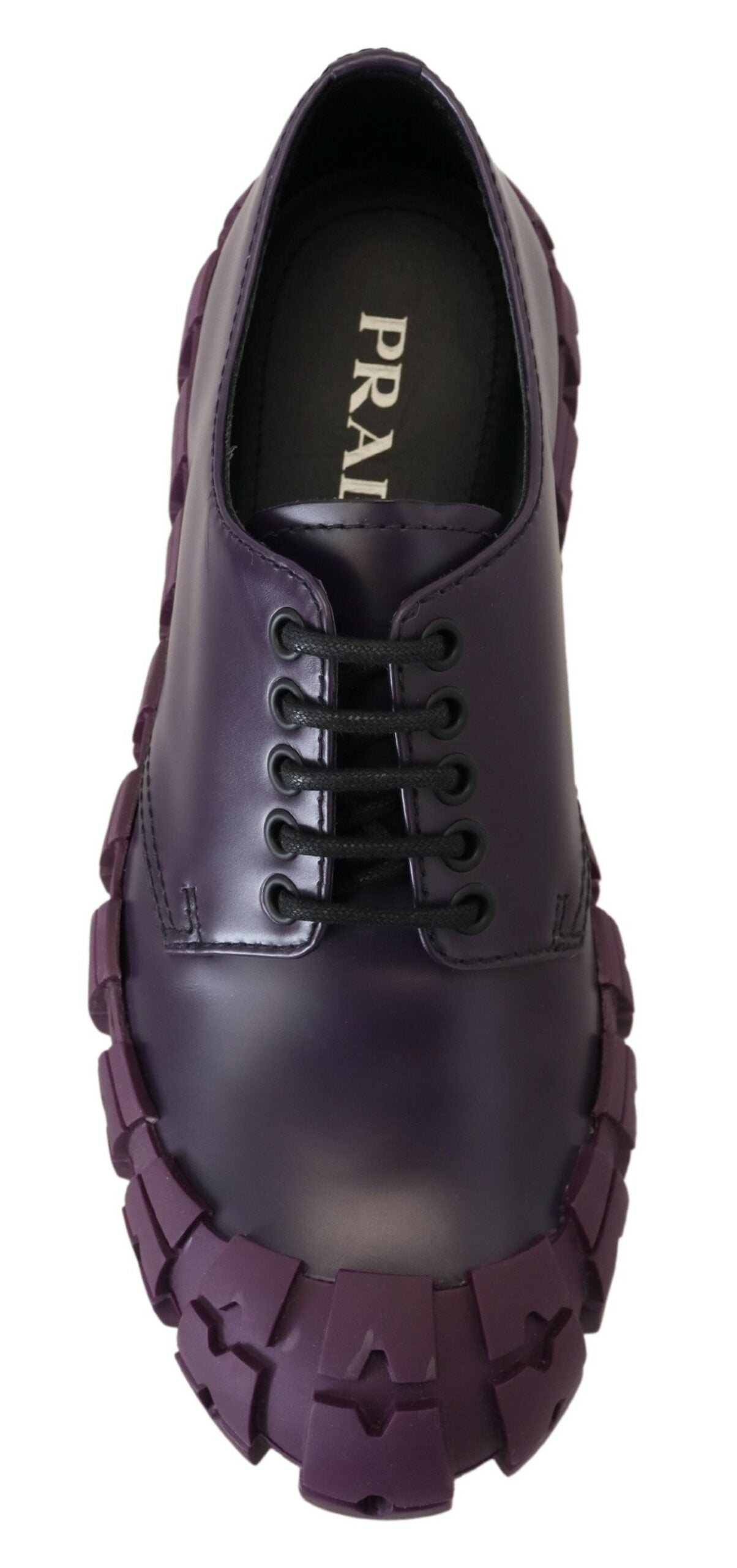 Purple Leather Tractor Lace Up Sneakers Shoes