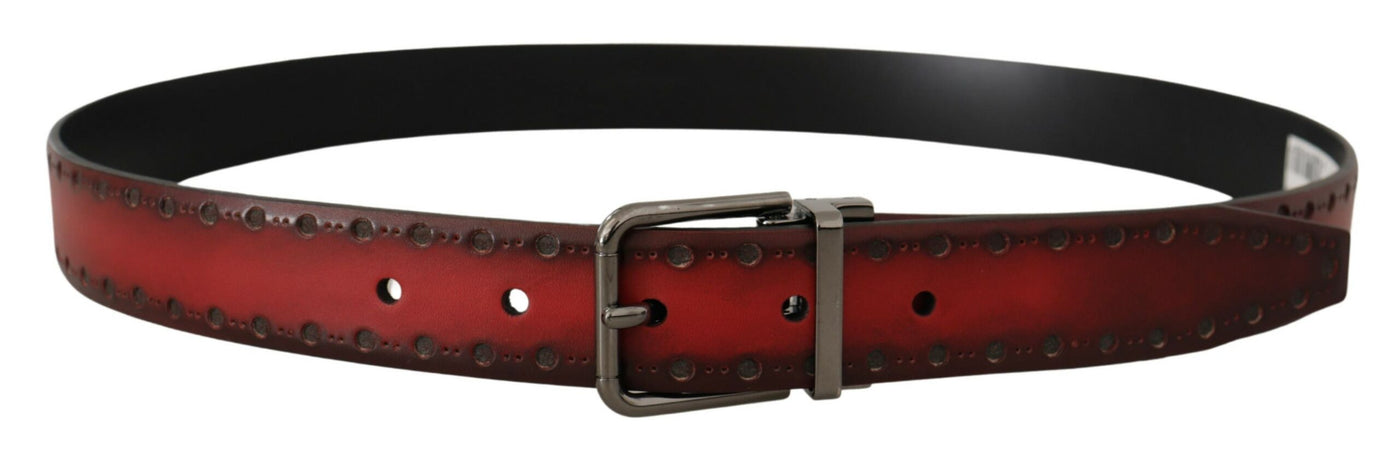 Maroon Giotto Leather Black Metal Buckle Belt