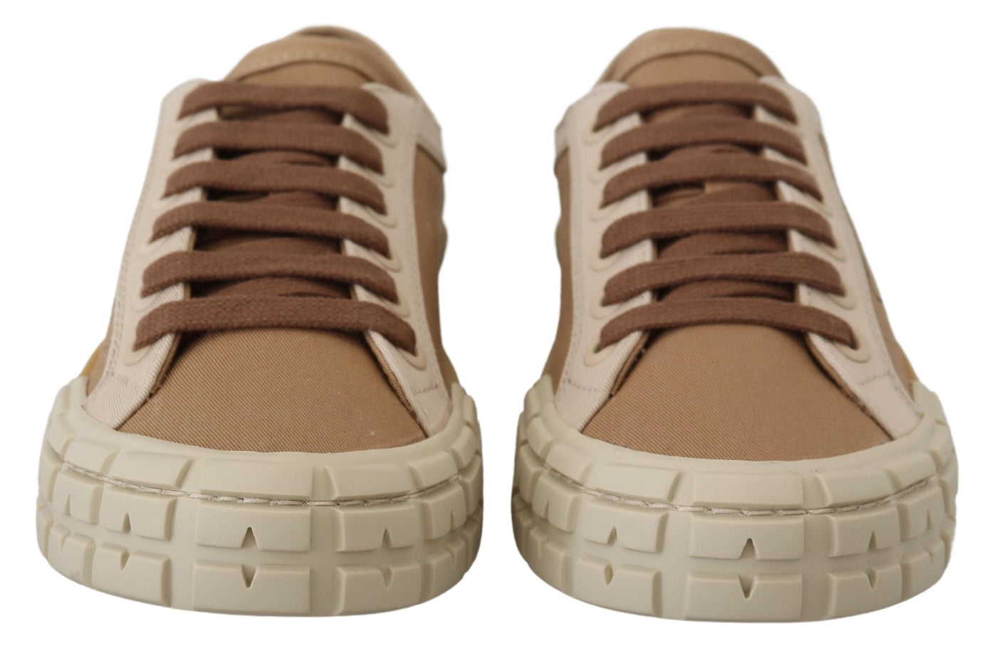 Brown Gabardine Bicol Low Top Sneakers Shoes