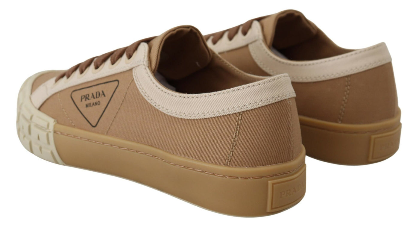 Brown Gabardine Bicol Low Top Sneakers Shoes