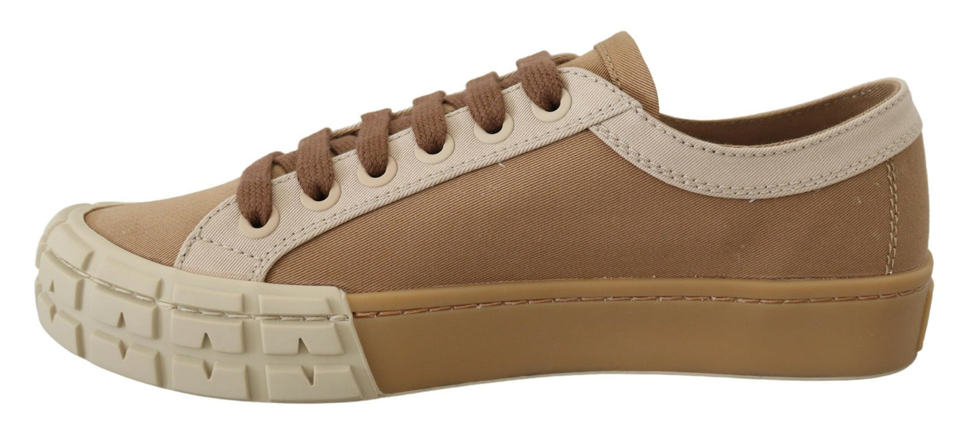 Brown Gabardine Bicol Low Top Sneakers Shoes