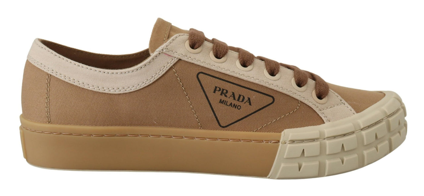 Brown Gabardine Bicol Low Top Sneakers Shoes