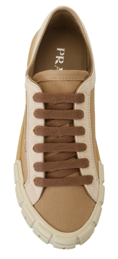 Brown Gabardine Bicol Low Top Sneakers Shoes