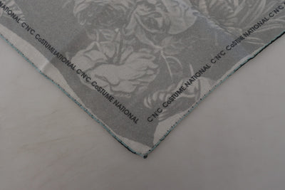 Gray Print Shawl Foulard Branded Scarf