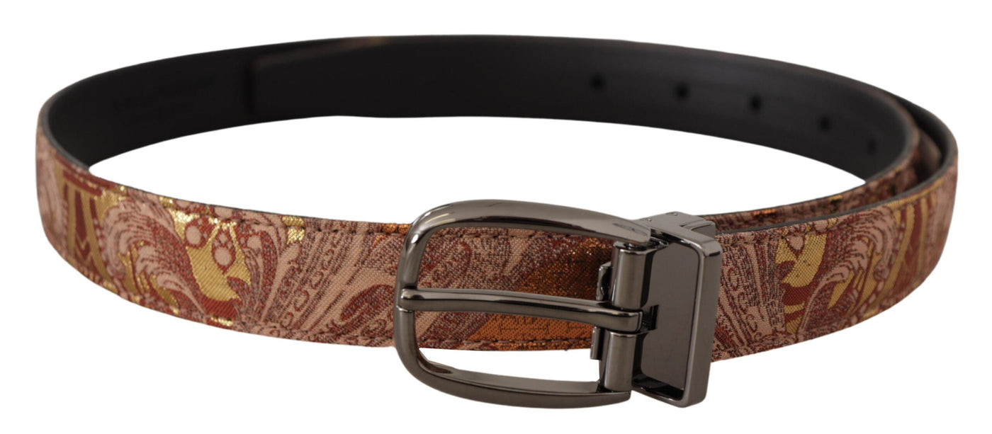 Multicolor Embossed Leather Black Metal Buckle Belt