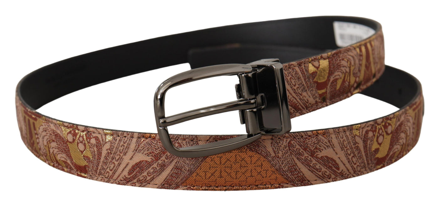 Multicolor Embossed Leather Black Metal Buckle Belt