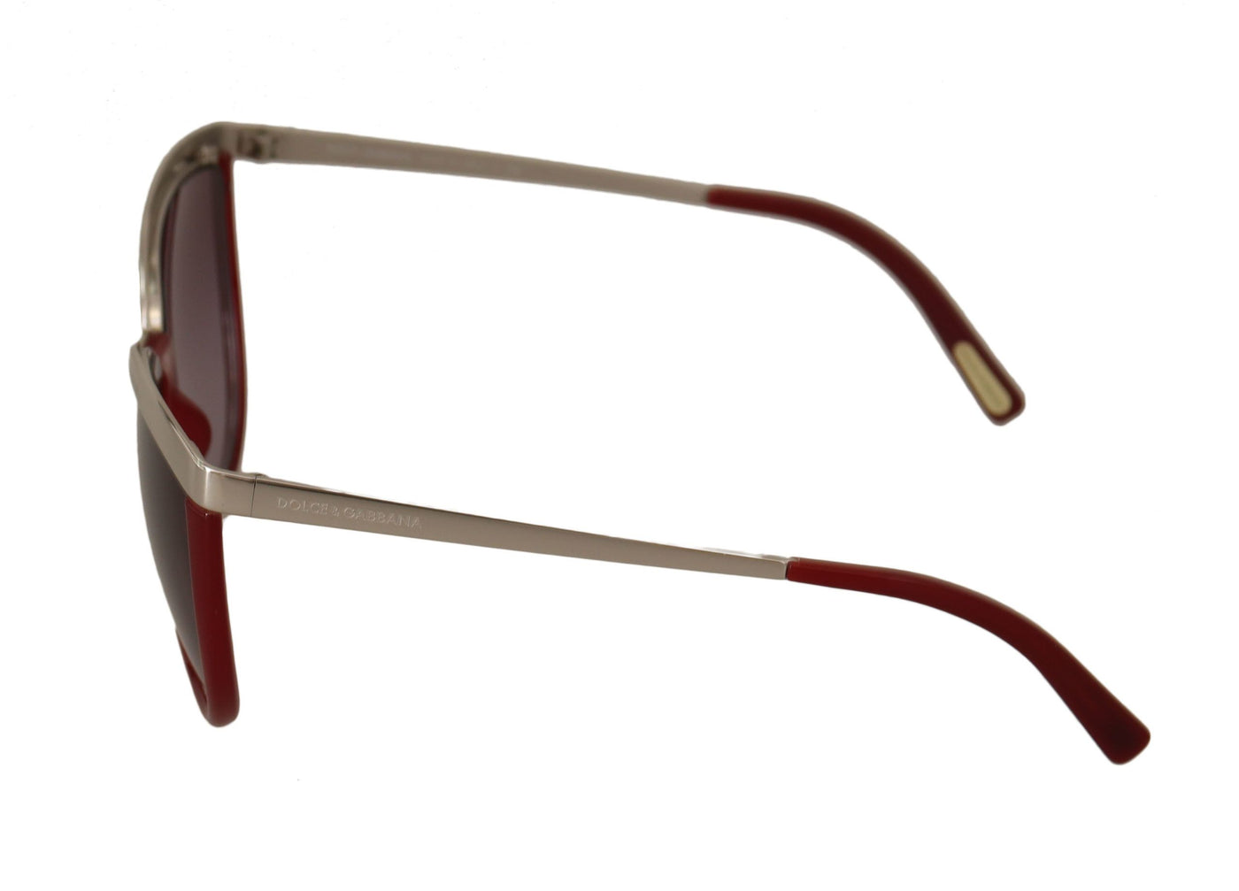 Silver Metal Maroon Acetate Cat Eye Sunglasses